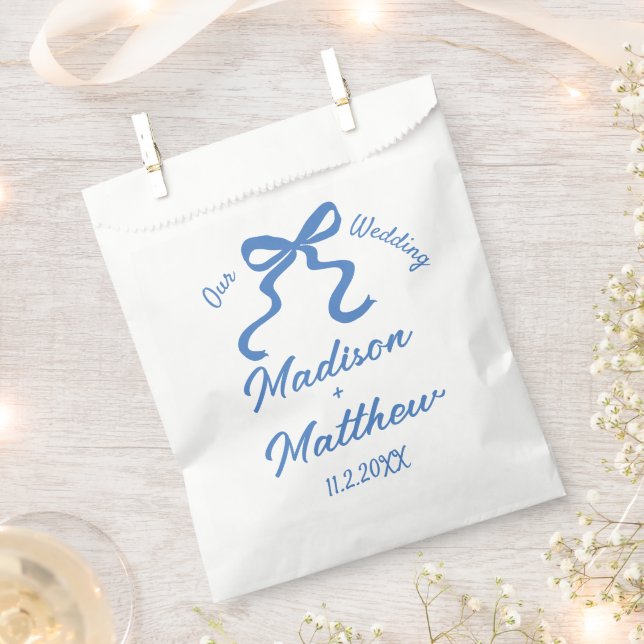 Hand Drawn Drawings Doodles Ribbon Bow Wedding Favour Bags (Clipped)