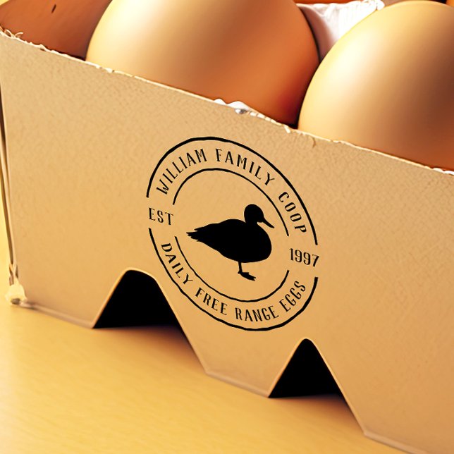 Hand-drawn Duck & Round Farm Details Egg Carton Self-inking Stamp (Rubber Stamp Mock-up)