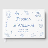 Hand Drawn Dusty Blue Seashells Coastal Wedding
