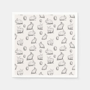 Hand-drawn Easter Bunnies Pattern Paper Napkin