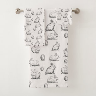 Hand-drawn Easter Bunnies Pattern   Towel Set