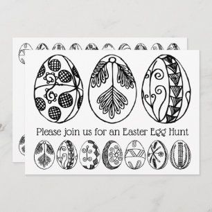 Hand Drawn Easter Egg Hunt Colouring Invitation