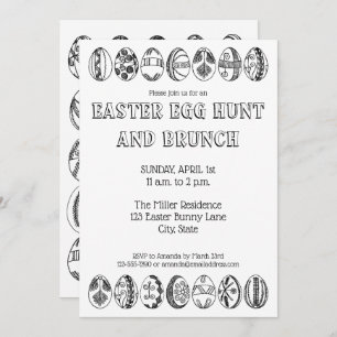 Hand Drawn Easter Eggs Colouring Easter Invitation