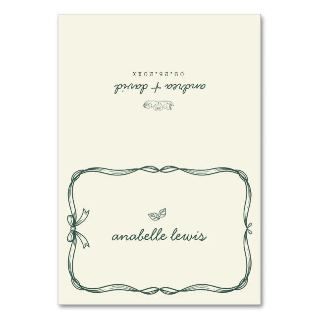 Hand Drawn Editable Guest Name Wedding Place Card (Front)