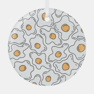 Hand-Drawn Eggs Fun Seamless Pattern Glass Tree Decoration