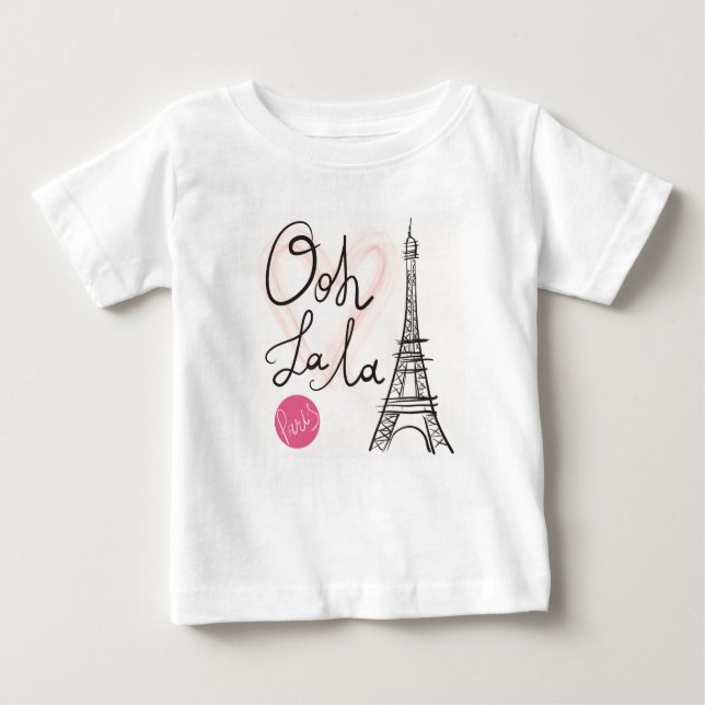 Hand Drawn Eiffel Tower Baby T-Shirt (Front)