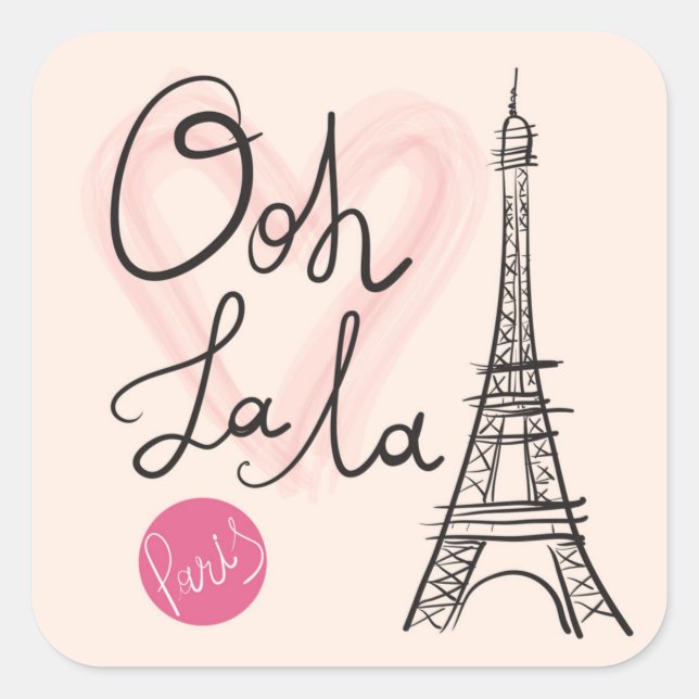 Hand Drawn Eiffel Tower Square Sticker (Front)