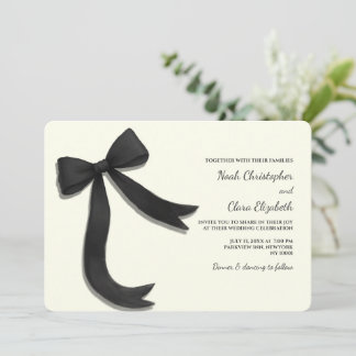 Hand drawn Elegant Black Bow - Modern Minimalist Invitation