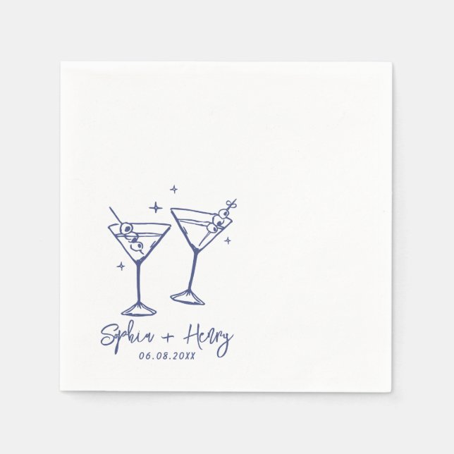 Hand Drawn Elegant Modern Cocktail Wedding  Napkin (Front)