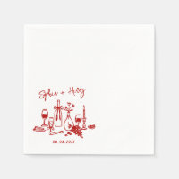Hand Drawn Elegant Modern Cocktail Wedding Napkin