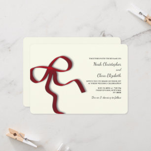 Hand drawn Elegant Red Bow - Modern Minimalist Invitation