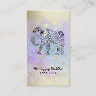 *~* Hand Drawn Elephant Gold Glitter Buddha Pink Business Card