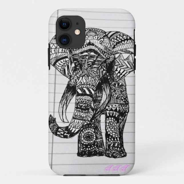 Hand Drawn Elephant Phone Case (Back)