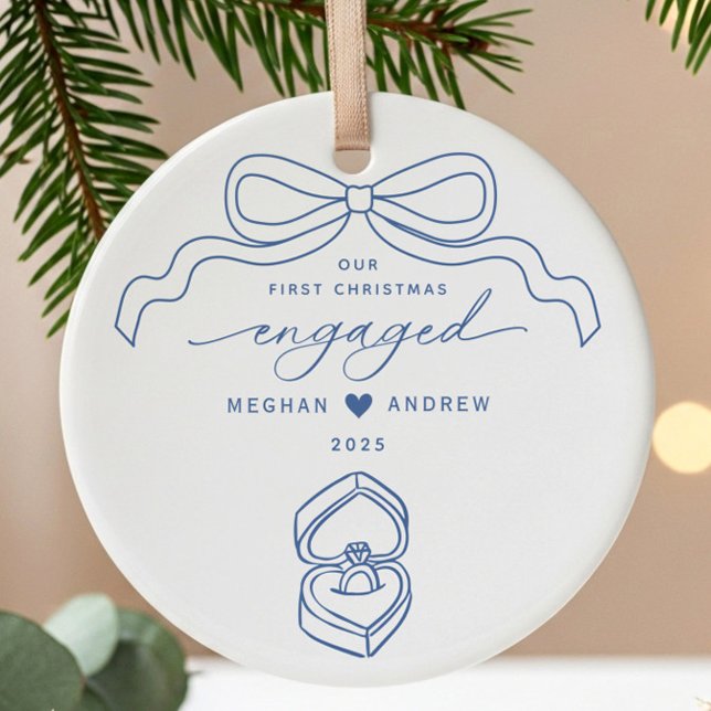 Hand Drawn Engaged Christmas Ceramic Tree Decoration (Creator Uploaded)