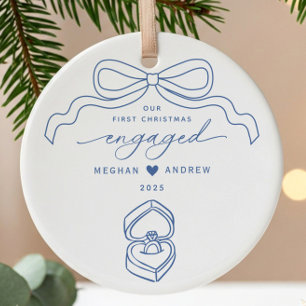 Hand Drawn Engaged Christmas Ceramic Tree Decoration