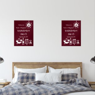 Hand Drawn Engagement Party Wedding Welcome Sign.