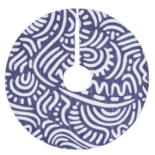 Hand-drawn ethnic elements, vibrant pattern. brushed polyester tree skirt