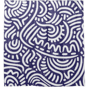 Hand-drawn ethnic elements, vibrant pattern. shower curtain