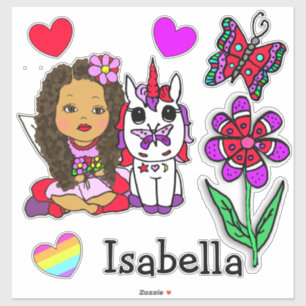 Hand Drawn Ethnic Fairy, Unicorn and Name