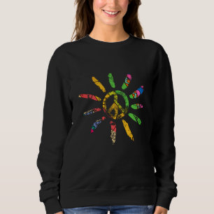 Hand Drawn Ethnic Peace Sign Hippie Bohemian  Sweatshirt