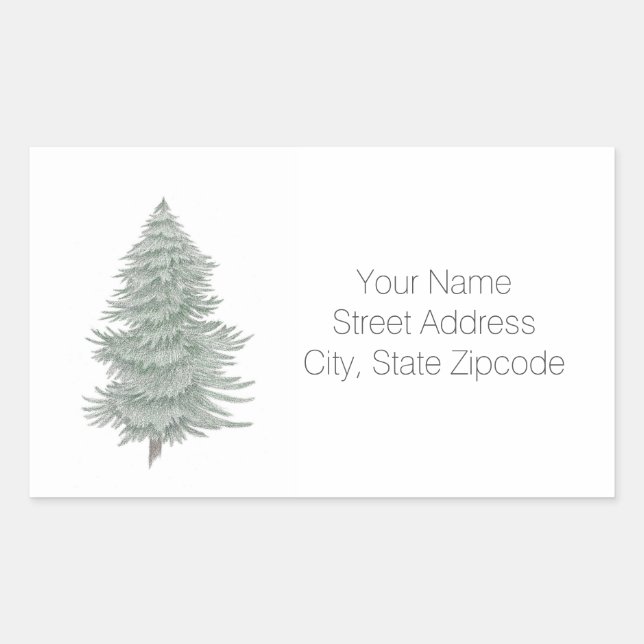 Hand Drawn Evergreen Tree 2 Address Labels (Front)
