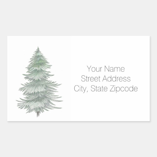 Hand Drawn Evergreen Tree Address Labels (Front)
