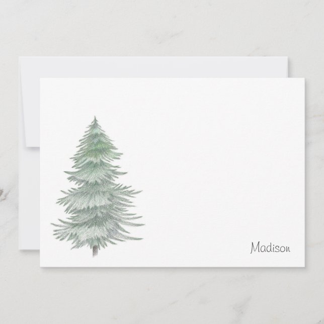 Hand Drawn Evergreen Tree  Card (Front)