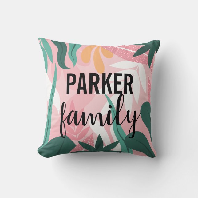 Hand Drawn Exotic Leaves Background Cushion (Front)