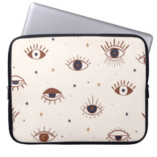 Hand Drawn Eyes Mystical Seamless Pattern. Evil Ey Laptop Sleeve