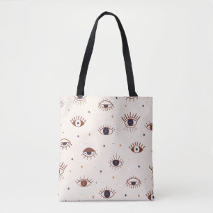 Hand Drawn Eyes Mystical Seamless Pattern. Evil Ey Tote Bag