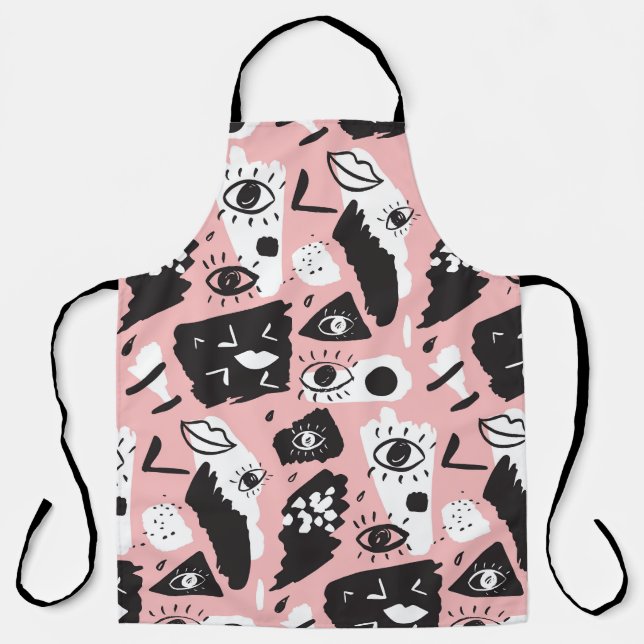 Hand-drawn eyes: trendy pattern apron (Front)