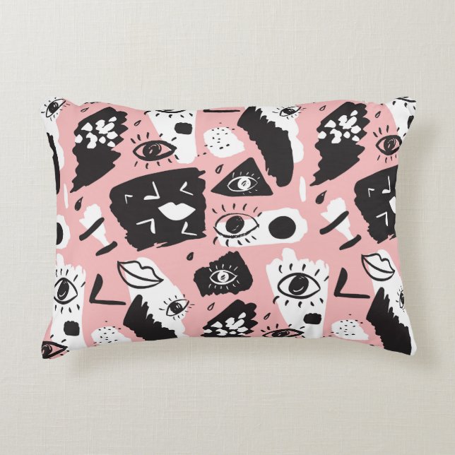 Hand-drawn eyes: trendy pattern decorative cushion (Front)
