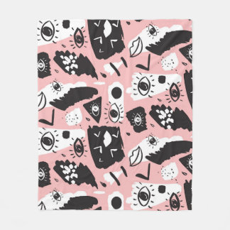 Hand-drawn eyes: trendy pattern fleece blanket