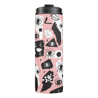 Hand-drawn eyes: trendy pattern thermal tumbler