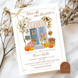 Hand Drawn Fall Autumn Pumpkin Bridal Shower Invitation