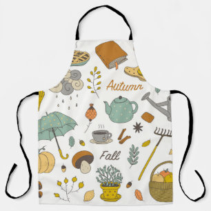 Hand Drawn Fall: Colourful Vintage Set Apron