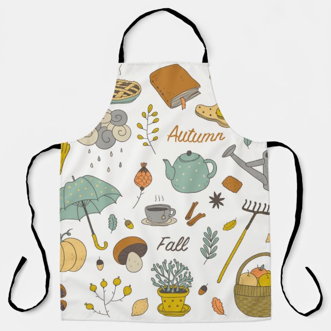 Hand Drawn Fall: Colourful Vintage Set Apron (Front)