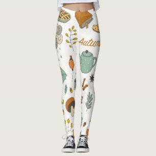 Hand Drawn Fall: Colourful Vintage Set Leggings