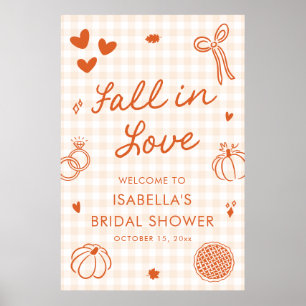 Hand Drawn Fall in Love Bridal Shower Welcome Sign