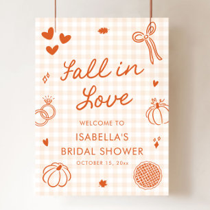 Hand Drawn Fall in Love Bridal Shower Welcome Sign