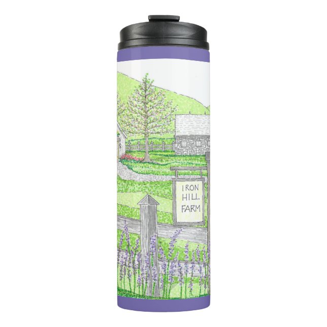 Hand Drawn Farm Lavender Thermal Tumbler (Front)