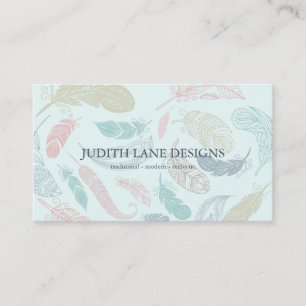 Hand Drawn Feathers Choose Any Paper Colour Business Card