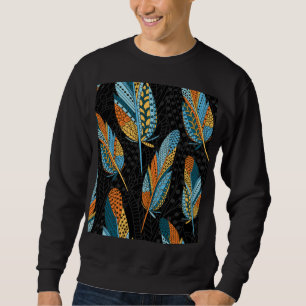 Hand-drawn feathers: colourful background. sweatshirt