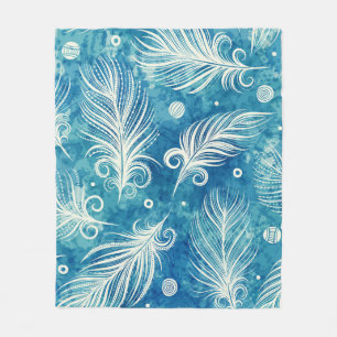 Hand Drawn Feathers: Seamless Pattern Fleece Blanket
