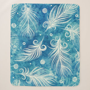 Hand Drawn Feathers: Seamless Pattern Sherpa Blanket