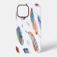 Hand Drawn Feathers: White Background Pattern