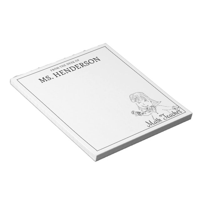 Hand Drawn Female Math Teacher Notepad (Angled)