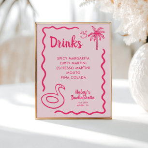 Hand Drawn Final Flamingle Bachelorette Drinks Poster
