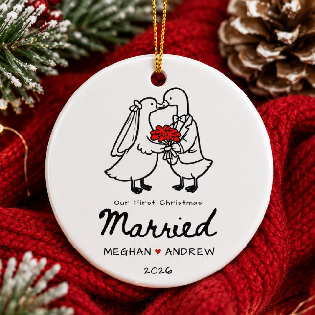 Hand Drawn First Christmas Married Ornament (Creator Uploaded)