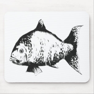 Hand drawn fish mouse mat